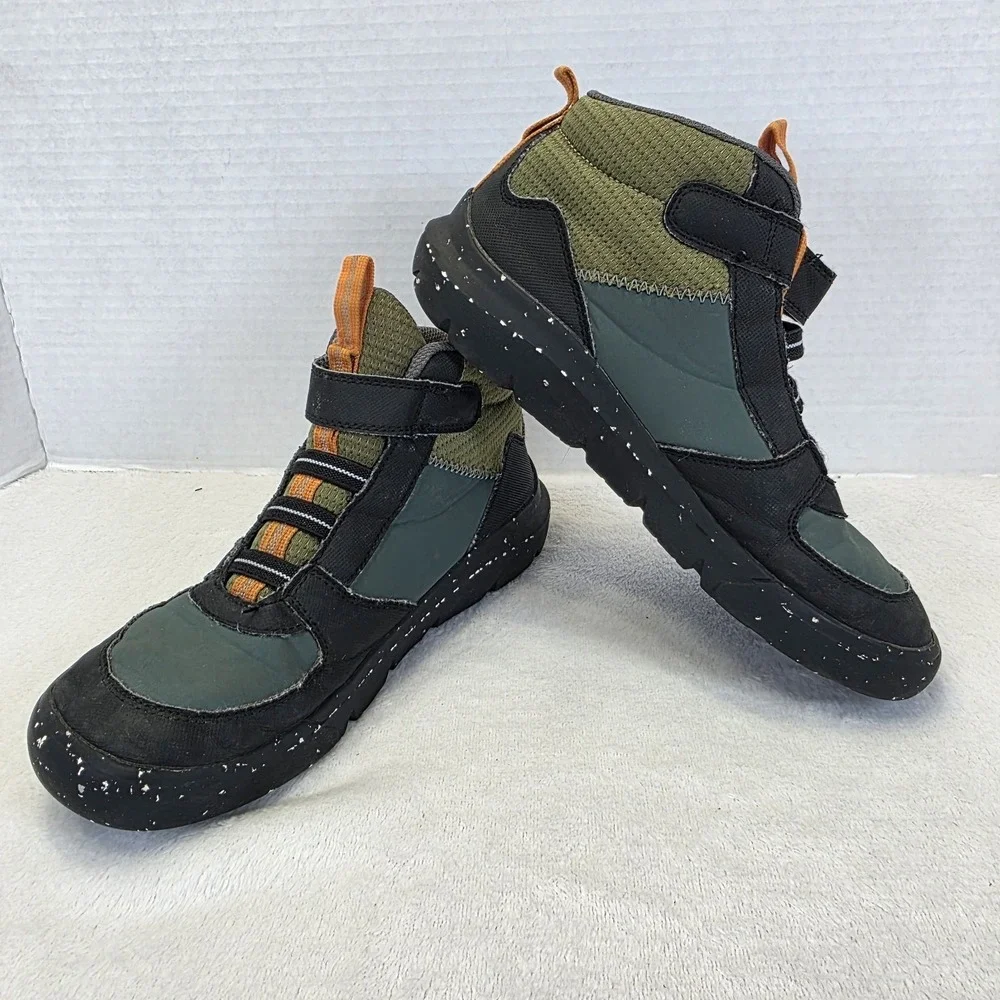 Bogs Shoes Youth 3 Skyline Tall Hi-Top Sneakers Green Comfort Casual Hook & Loop